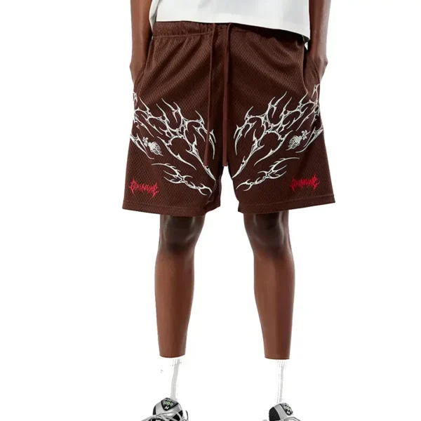 Civil Brown Core Mesh Basketball Shorts Detail View