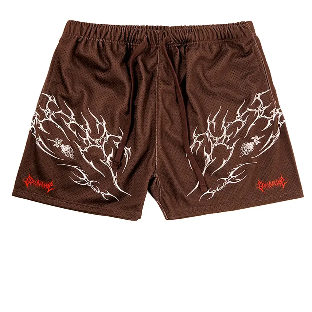 Civil Brown Core Mesh Basketball Shorts Front View