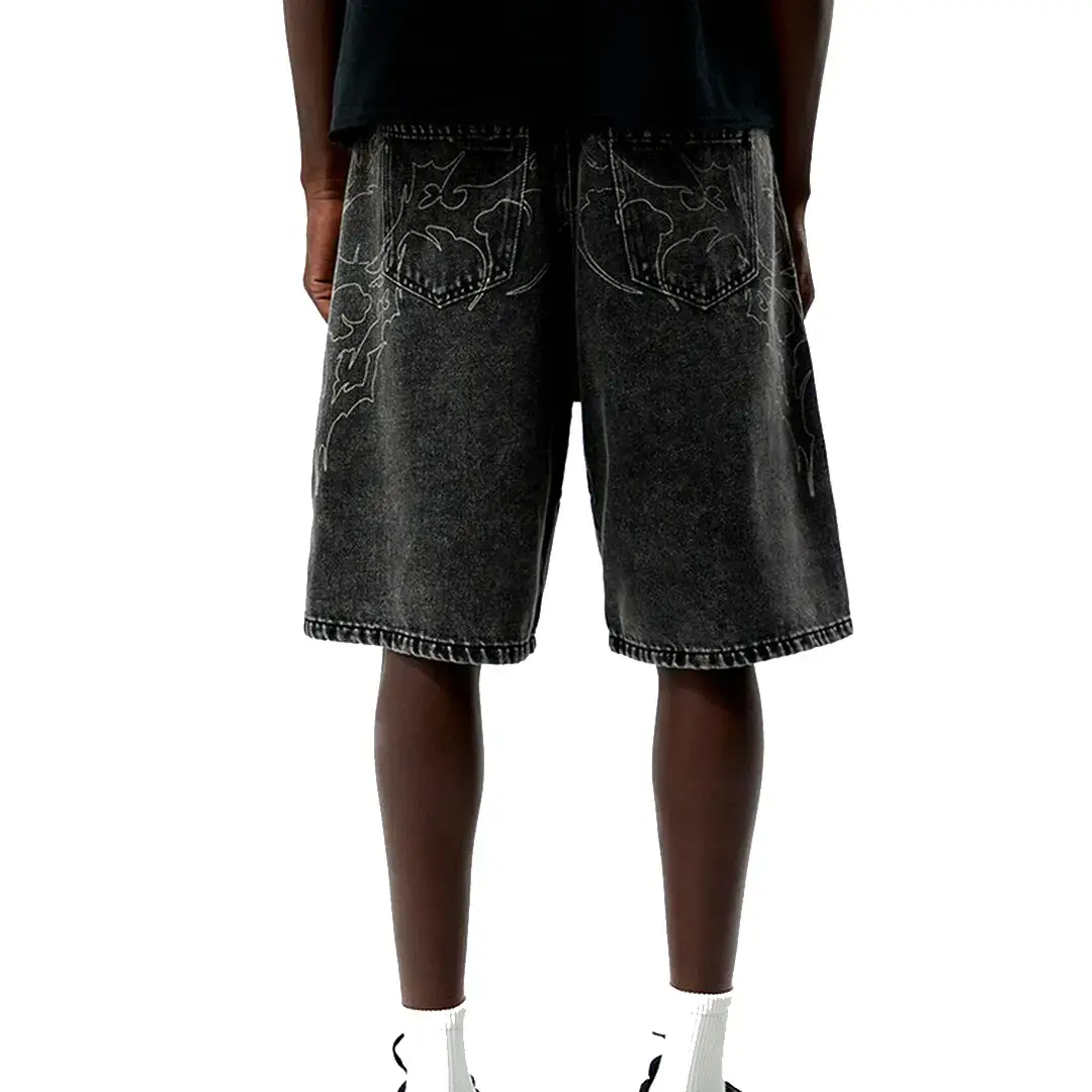Civil Hostile Bloom Baggy Denim Jorts Back View