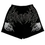 Civil Hostile Bloom Baggy Denim Jorts Front View 2