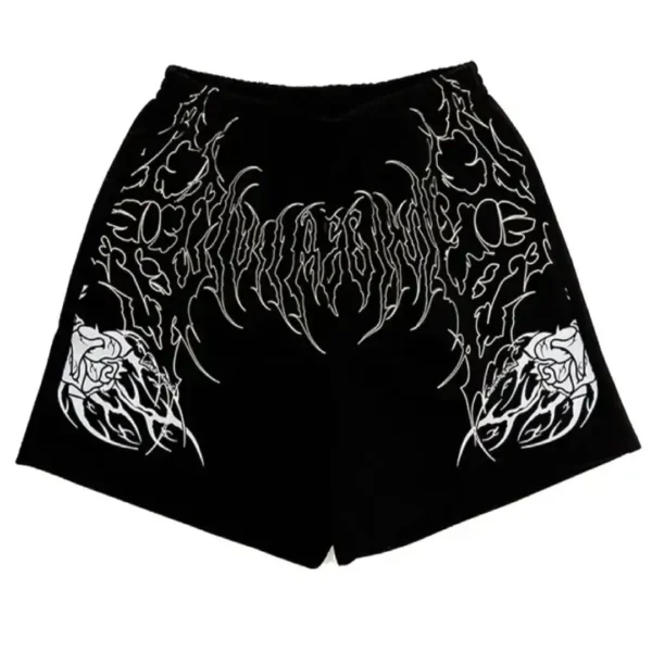 Civil Hostile Bloom Baggy Denim Jorts Front View 2