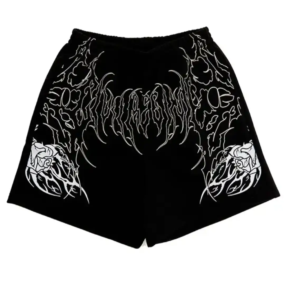 Civil Hostile Bloom Baggy Denim Jorts Front View 2