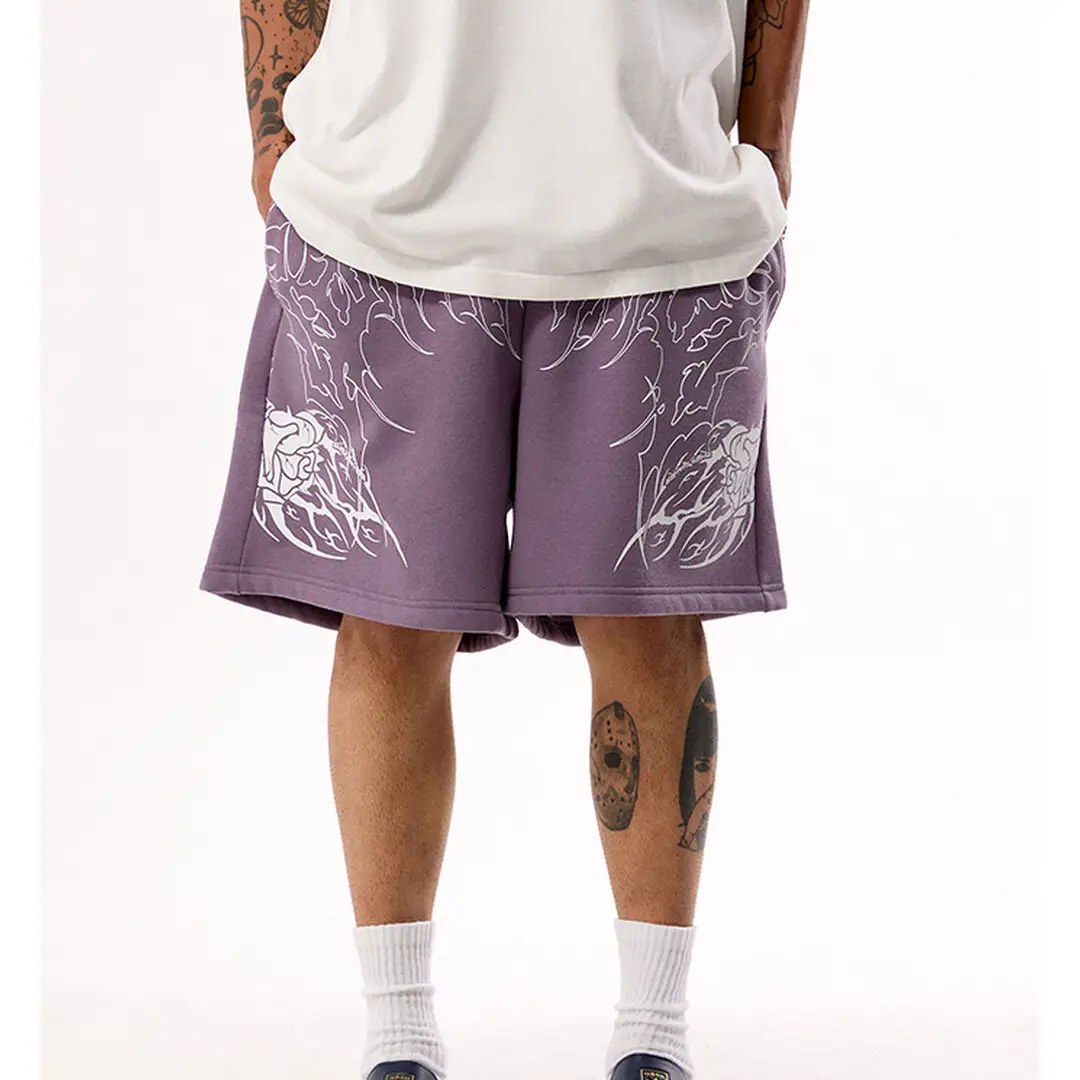 Civil Purple Thorn Of The Stem Sweat Shorts Detail View