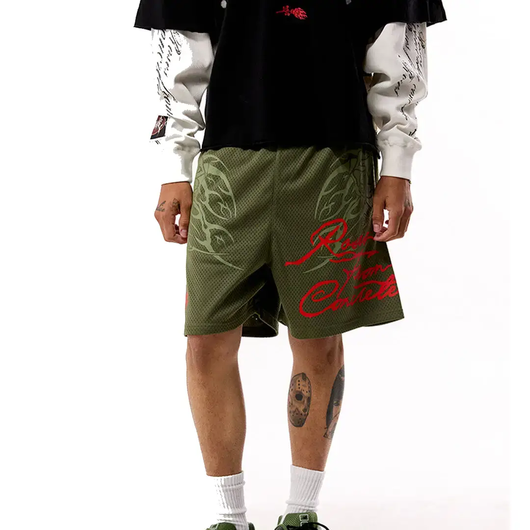 Civil We Came From Concrete Mesh Shorts Detail View